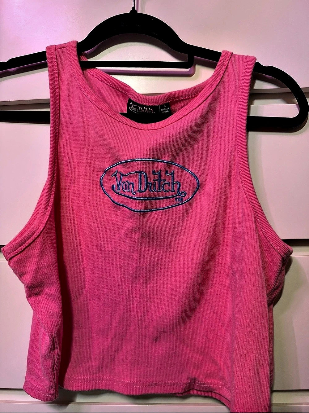 Von Dutch Ribbed Crop Tank Top